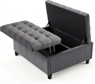 Ottomane - 36" grote vierkante opbergottomane - multifunctionele voetsteun met opbergruimte - voor de woonkamer en slaapkamer - 90×90×45 cm - grijs
