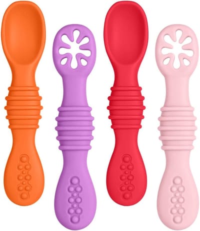 Lepels voor kinderen en baby's, geschikt voor tandjes, eerste fase, aanbevolen door voedingsexperts (kleur 2)