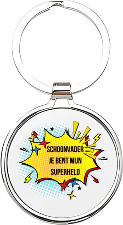 Akyol - schoonvader je bent mijn superheld Sleutelhanger - Vader - de leukste schoonvader - schoonvader sleutelhanger - papa sleutelhanger - sleutelhanger papa - familie sleutelhanger - vaderdag cadeautje - papa cadeau - dad - stiefvader - 4 x 7,5 CM