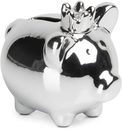 Spaarpot Keramiek Zilver Spiegel 9,5x7x8,5 cm - Spaarvarken - Spaardoel