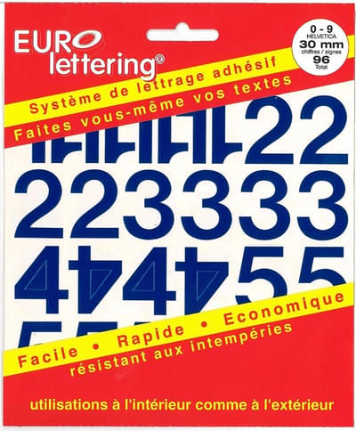 Pickup Helvetica blauw Eurolettering plakcijfersboekje - 30 mm cijfers