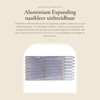 Dailygoods- Naaikleer Uitbreidbaar - Multifunctioneel voor Huishouden - Handwerk - Lichtgewicht - Duurzaam - Aluminium - Naaldwerk