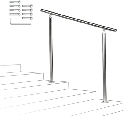 Trapleuning Roestvrij Staal - Balkonleuning Balustrade - Veilig Traplopen - Geborsteld Oppervlak - 150 cm - Zilver
