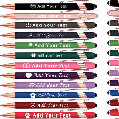 Gegraveerde Metalen Balpen met Stylus Punt - Personaliseer met Naam of Logo – Ideaal voor Relatiegeschenk of Kantoor