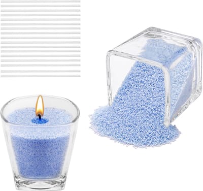 Kaarsenzand Blauw 500g met 17 Katoenen Pitten voor Zelf Kaarsen Maken