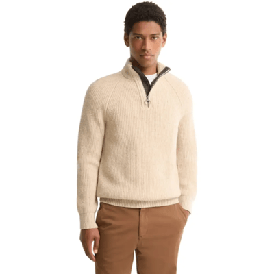 Barbour Essentials Fleck Half Zip Trui Heren (Maat - L, Kleur - Pearl)