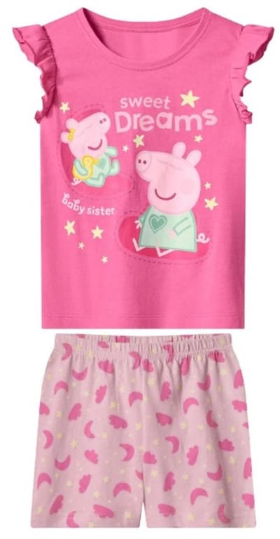 peppa pig shortama - Pyjama Kinderen - peppa pig - Korte mouw - Maat 110/116 - 100% katoen - glow in the dark