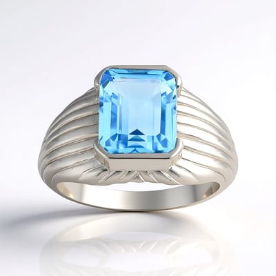 Cavill - 925 Sterling Zilver Ring - 3,511 ct Marambaia Topaas - Achthoekige Trapslijping - Handgemaakte Braziliaanse Edelsteen - Elegante Damesring