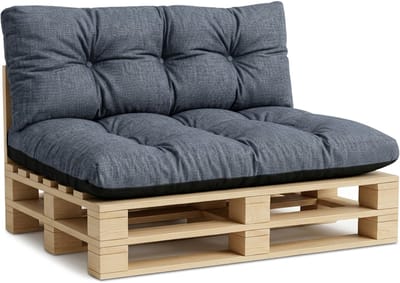 Palletkussens Outdoor Kussen Rugkussen 120x40 cm - Kussens voor pallets Euopallets palletbank en palletmeubels palletkussens 120 x 40 Jeans Eco linnen