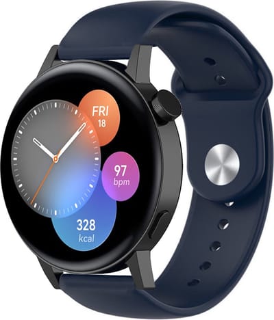 Strap-it Siliconen sport bandje - geschikt voor Huawei Watch GT 2 42mm / GT 3 42mm / GT 3 Pro 43mm - donkerblauw