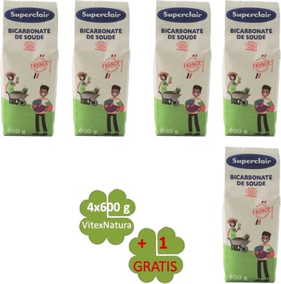 Superclair Bio Schoonmaakmiddelen - Multifunctioneel - Aktie Pakket - Biologisch Ecologisch - 4 x 600 g - Plus 1 Gratis Natrium Bicarbonaat Poeder