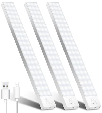 Kastverlichting met Bewegingsmelder 32 cm - 3 Stuks USB-oplaadbare LED Strips voor Keuken, Kledingkast en Trap