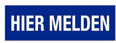 Hier melden tekstbord - kunststof 200 x 75 mm