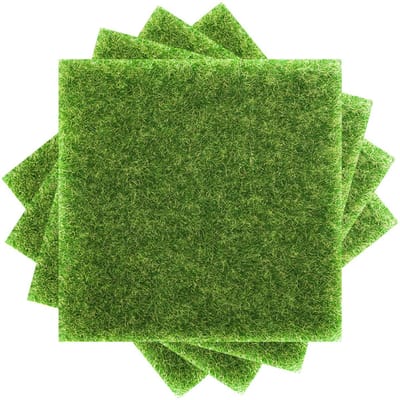 Verpakking van 5 stuks kunstgras, 30 x 30 cm kunstgrasmat, miniatuur decoratieve tuin kunstgras decoratie, mos DIY decoraties, compatibel met miniatuur ornament, mini tuin