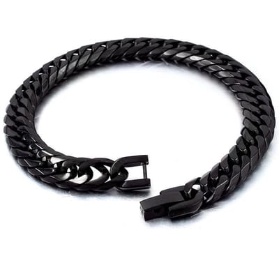 Cuban Link Heren Armband - Zwart - 9mm - Staal - Schakelarmband - Armbanden - Papa Cadeau Voor Mannen - Vaderdag