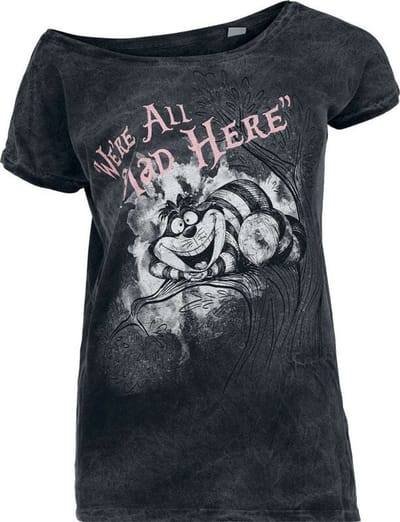 Alice in Wonderland - Disney T-shirt - Cheshire Cat - We're All Mad Here - S tot 4XL - voor Vrouwen - zwart