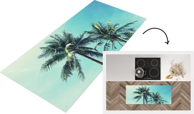 Keukenloper - Loper keuken - Zomer - Palmboom - Lucht - 120x50 cm - Keukenloper vinyl