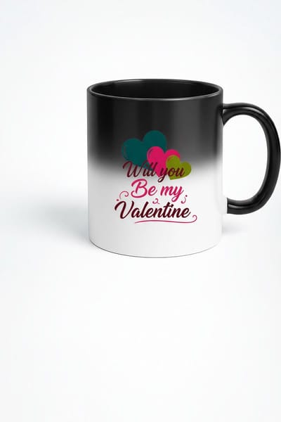 Magische Mok "Will you Be my Valentine" | Thermochromatische Liefdesmok met Hartjes voor Valentijnsdag