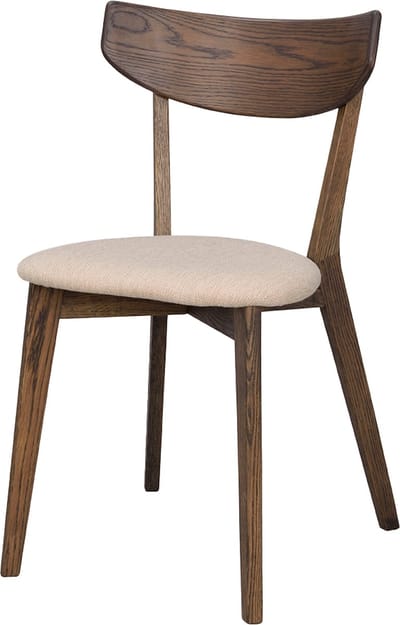 Rowico Home Ami Eetkamerstoel Donker Eiken - met Beige Zitkussen - Hout - Massief Eiken - Scandinavisch - Japandi - Donkerbruin