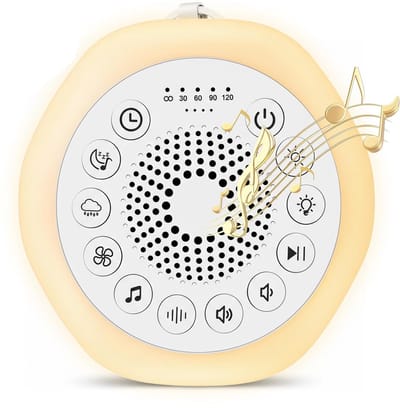White Noise Machine - Wit Geluid voor Baby, Draagbaar met 27 Kalmerende Geluiden, Nachtlampje en Timerfunctie, Draadloos Apparaat voor Volwassenen en Baby's