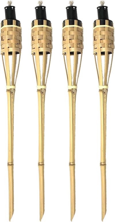 Bamboefakkels Deluxe 90 cm - Natuurlijke Tuinfakkels, Oliefakkels, Tuin Deco, Olielampen