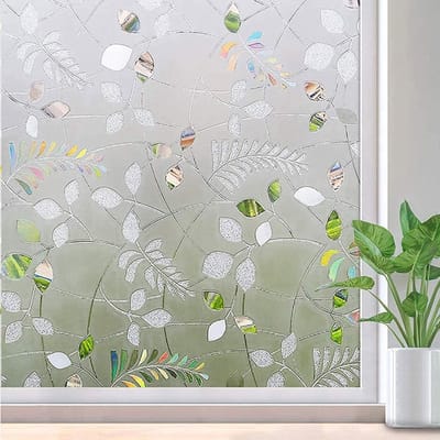 Raamfolie - Raam Privacyfolie - 3D Gekleurde Glas Raamsticker - Anti-UV Statische Adsorptie Raamsticker - DIY Warmte-Isolatie Raam Decoratieve Sticker - Lijmvrije Mat Raamsticker - 45*200cm