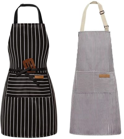 Keukenschort - 2 Stuks - Barbecue Schort - Professioneel Kookschort - BBQ Schort - Verstelbaar - Horeca Sloof - Werkschort - Unisex - Pottenbakken Schort - Verfschort - Timmermansschort - voor arbecuefeestjes, Koken, vleesverwerking - Zwart, Grijs