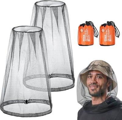 Hoofdnet - 2 Stuks - Hoofdnetje Tegen Muggen - Anti-Muggen Hoofdnet - Imker Hoed - Wespen Hoed - Mosquito Headnet - Muskietenhoed voor Bijenhouden - Muggennet Hoofd Beschermend Tegen Insecten