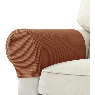 Housse d'accoudoir de canapé en jacquard pour salon, extensible, couleur unie, protection de siège, housse de fauteuil, housse de canapé amovible, 2 pièces 1 set (2 pieces)