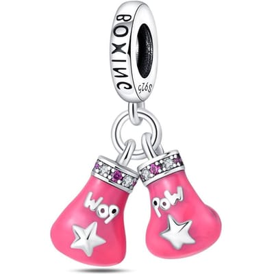 Jolie Perle Component Charme Gants de Boxe Étoile Rose Métal Cuivre Compatible Avec Bracelet Fitness Femmes Fête de Proposition Bijouterie Fine de Haute Qualité gray