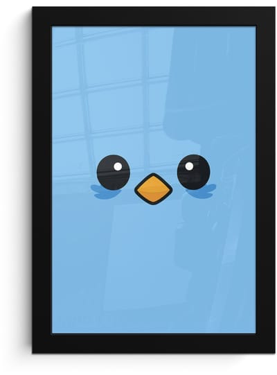 Poster in lijst - Fotolijst 20x30 cm - Posters - Vogel - Blauw - Eenvoudig - Posterlijst zwart - Decoratie - Wanddecoratie woonkamer - Muurdecoratie slaapkamer