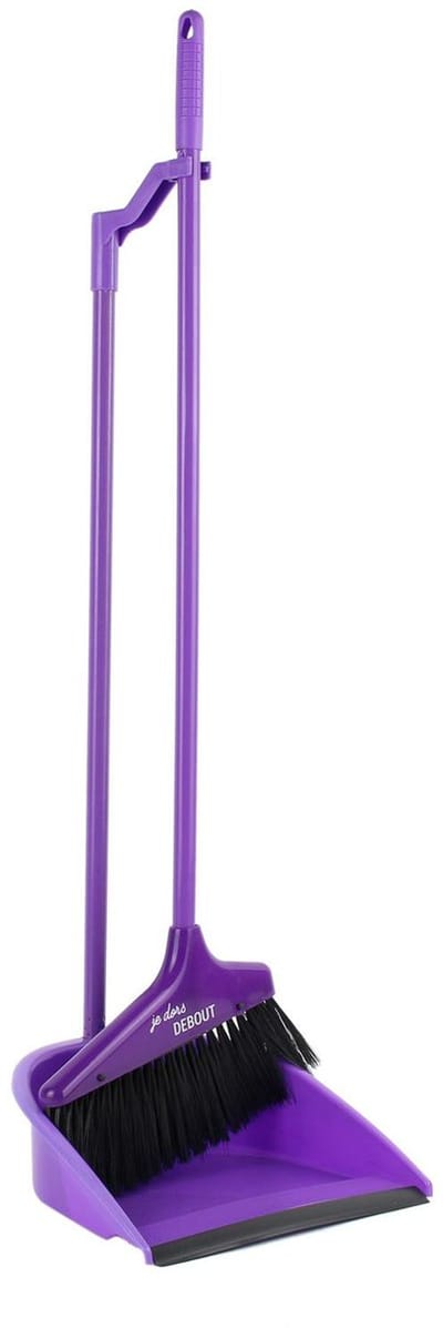 Home deco factory Stoffer en blik - lange steel - kunststof - paars - H81,5 cm - binnen en buiten
