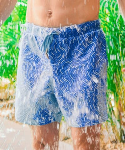 SEA'SONS - Zwembroek Heren - Kleurveranderend - Sneldrogend - Blauw - Maat S (SEASONS - Kleur veranderend)