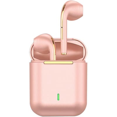 J18 Draadloze Bluetooth-hoofdtelefoon In-ear stereo-oortelefoon Handsfree sport-oortelefoons Gaming-muziek-oortelefoons voor Android IOS roze