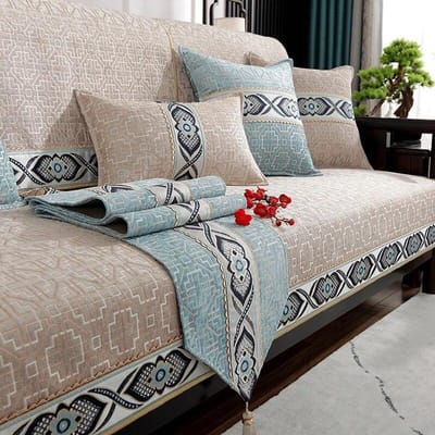 Nieuwe Chinese Bankhoes Kussen Vier Seizoenen Universeel Chenille Antislip Eenvoudig Modern Chinees Jacquard Geborduurd Bankkussen 70x70cm 1pcs