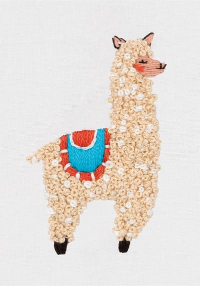 PANNA borduurpakket Kleine lama JK-2201 - Satijnsteek - Borduren voor volwassenen - Voorbedrukte stof