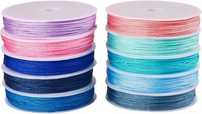 10 Rollen 100M Polyester Nylon Touw 0.8mm voor Chinese Knoop Armbanden en DIY Sieraden, Blauw