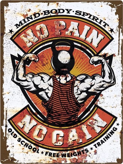 Signs USA - retro wandbord - dibond - No Pain No Gain - 33 x 44 cm