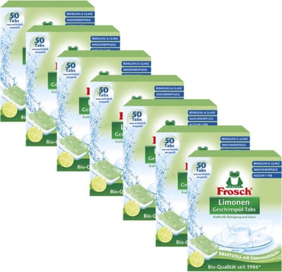 7x 50 Frosch Limoen Vaatwastabletten - Alles in 1 - 350 Tabletten - Krachtige reiniging en glans - ECO - Voordeelverpakking