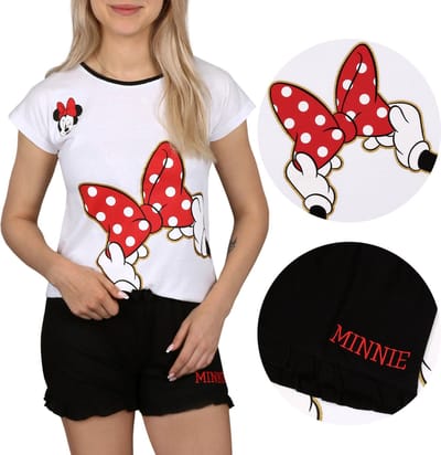 Minnie Mouse Disney - Zwart-witte pyjama met korte mouwen, zomerpyjama / 134