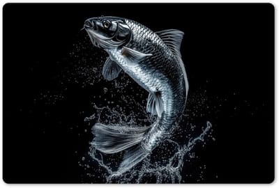 Placemats 45x30 cm - Placemat kunststof - 1 stuk - Vis - Koi - Zwart - Water - Borden onderleggers - Decoratie voor op tafel - Keuken tafeldecoratie accessoires - Vinyl onderlegger - Tafelversiering
