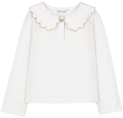 MAYORAL L/s Basic Polo Tops & T-shirts Meisjes - Shirt - Gebroken wit - Maat 92
