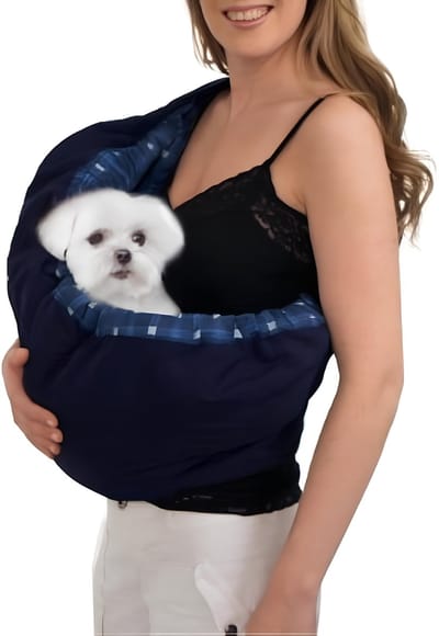 Verstelbare Huisdier Sling Draagtas - Voor Kleine Honden En Katten 1.5-3.5 kg - Comfortabele Schoudertas - Blauw Geruit