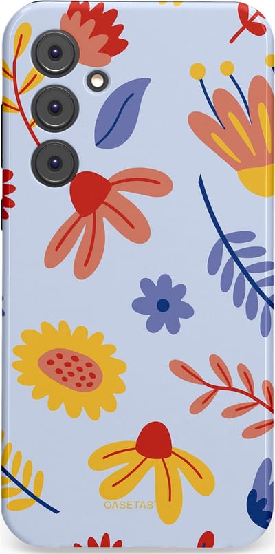 Casetastic hoesje geschikt voor Samsung Galaxy A35 - Dubbellaagse bescherming - Bloemenval - Fashion Case - Lavendel Goud Terracotta