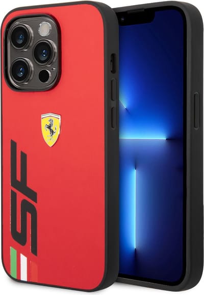 Ferrari Apple iPhone 14 Pro PU Leer Rood Back Cover Telefoonhoesje - Bescherming & Stijl