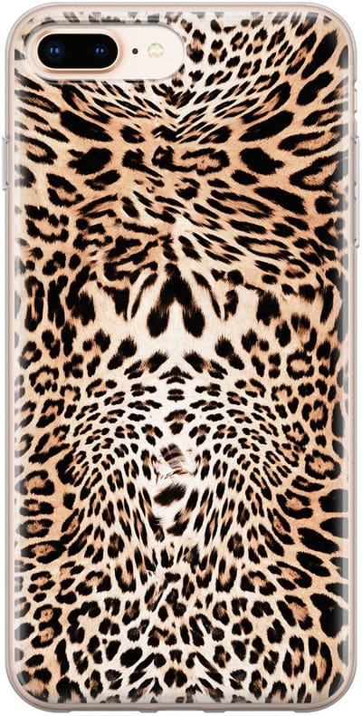 Leuke Telefoonhoesjes - Hoesje geschikt voor iPhone 8 Plus - Animal print - Soft case - TPU - Luipaardprint - Bruin