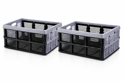 HEM Vouwkrat 32L – Set van 2 Opvouwbare Opbergkratten – Boodschappenkratten Voor Auto & Thuis – 50×35×25 cm
