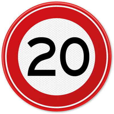 Verkeersbord Maximum snelheid 20km - A01-20 - Weerbestendig Aluminium - Ø60 cm - Bevestiging: Zonder bevestiging (alleen het bord)
