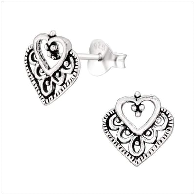 Aramat Jewels | Oorbellen | Zilveren Keltische Oorbellen Celtic Knot – 925 Zilver | Hartje-versiert-Geoxideerd-9mm | |7mm | Zilver | Kinderen, Volwassenen | Verkleurd niet