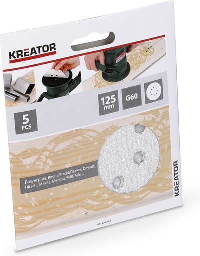 Kreator KRT230554 5 Stuks Schuurpapier Ø 125 mm K60